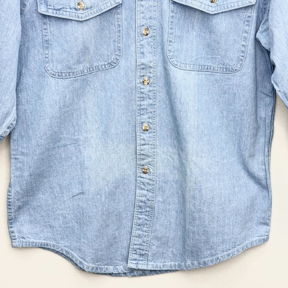 Vintage Bear-Back Guarantee Pioneer Seeds Chambray Work Shirt Small NWT USA Made - Picture 3 of 14
